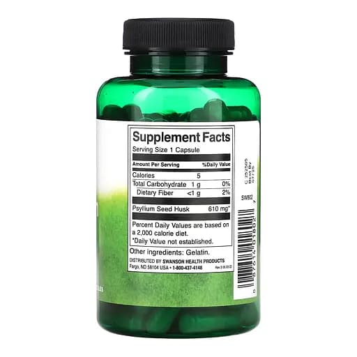 Подорожник Swanson Psyllium Husks 610 мг 100 капсул - фото 2