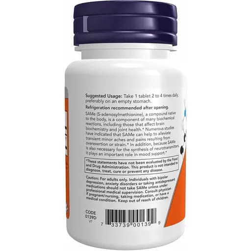 S-аденозилметіонін Now Foods SAMe 400 мг 60 таблеток - фото 3