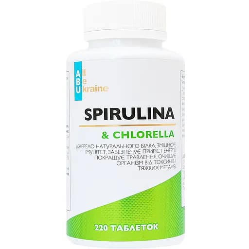 Комплекс All be Ukraine Spirulina & Chlorella 220 таблеток (ABU-01031) - фото 1