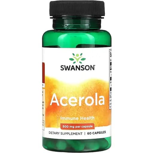 Ацерола для імунітету Swanson Acerola 500 мг 60 капсул (100-39-6588213-20) - фото 1