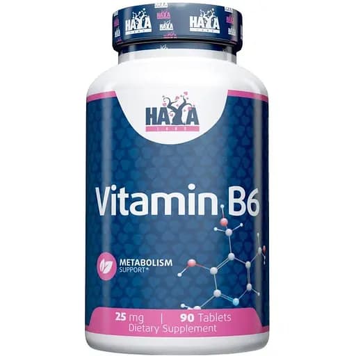 Витамины и минералы Haya Labs Vitamin B6 25 мг 90 таблеток - фото 1