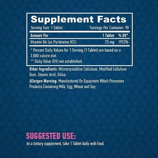 Витамин В6 Haya Labs Vitamin B6 25 мг 90 таблеток - фото 3