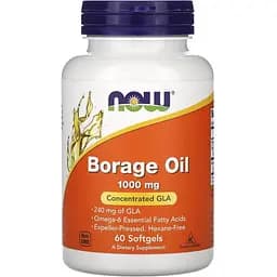 Жирные кислоты Now Borage Oil 1000 мг 60 капсул