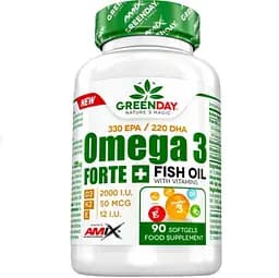 Жирні кислоти Amix Green Day Omega 3 Forte 330/220 мг + D3, K2, Vit. E 90 софт гель