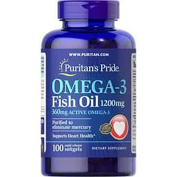Жирні кислоти Puritan's Pride Omega 3 Fish Oil 1200 mg, 100 капсул