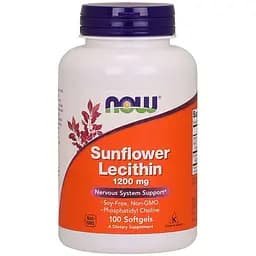 Натуральна добавка Now Sunflower Lecithin 1200 mg 100 капсул