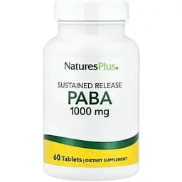 Пара-аминобензойная кислота Natures Plus PABA 1000 mg Sustained Release, 60 таблеток