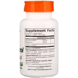 Ресвератрол Doctor's Best Trans-Resveratrol 100 мг 60 гелевих капсул - мініатюра 2