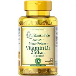 Витамины и минералы Puritan's Pride Vitamin D3 10000 IU 200 капсул