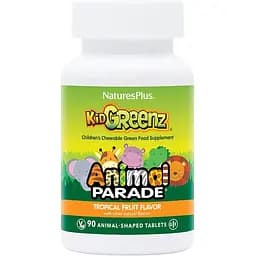 Натуральна добавка NaturesPlus Animal Parade Kid Greenz Тропічний фрукт 90 жувальних таблеток