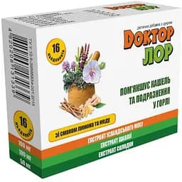 Леденцы от боли в горле Доктор ЛОР Мед и лимон 16 шт.