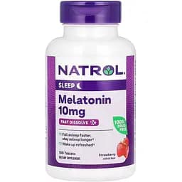 Мелатонин Natrol Melatonin максимальная сила со вкусом клубники 10 мг 100 таблеток