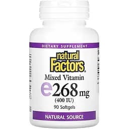 Суміш токоферолів Natural Factors Mixed Vitamin E 268 mg, 90 капсул для антиоксидантного захисту