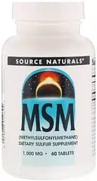 Препарат для суглобів і зв'язок Source Naturals MSM 1000 mg, 60 таблеток