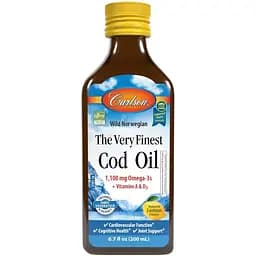 Жир печінки дикої норвезької тріски Carlson Cod Liver Oil смак лимона 200 мл