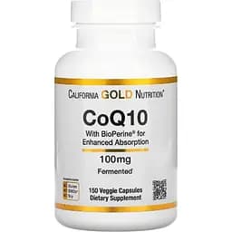 Коэнзим Q10 USP с биоперином California Gold Nutrition CoQ10 USP with Bioperine 100 мг 150 вегетарианских капсул