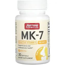 MK-7 активна форма вітаміну K2 Jarrow Formulas 180 мкг 30 капсул