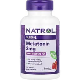 Мелатонін швидкорозчинний Natrol Melatonin Fast Dissolve 3 мг смак полуниці 150 пігулок