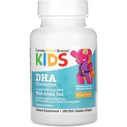 Жирні кислоти California Gold Nutrition Kids DHA Chewables 180 капсул Полуниця-лимон
