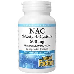 N-ацетилцистеїн Natural Factors N-Acetyl-L-Cysteine Amino Acid 600 мг 60 веганських капсул - мініатюра 1