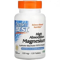 Вітаміни та мінерали Doctor's Best Magnesium 100 мг High Absorption 120 таблеток