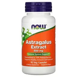 Натуральна добавка NOW Astragalus Extract 500 mg, 90 вегакапсул