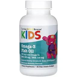 Омега-3 та риб'ячий жир для дітей California Gold Nutrition Kid's Omega-3 Fish Oil смак полуниці 60 желатинових капсул