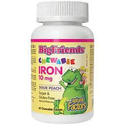Дієтична добавка Natural Factors BigFriends Chewable Iron 10 мг 60 жувальних цукерок - мініатюра 1