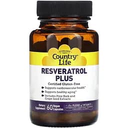 Натуральна добавка Country Life Resveratrol Plus 60 капсул