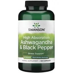 Ашваганда и черный перец Swanson Ashwagandha & Black Pepper 120 капсул (2022-09-0927)