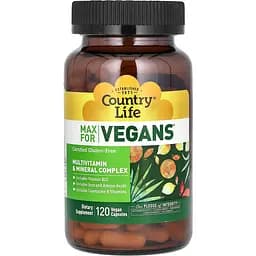 Вітамінно-мінеральний комплекс Country Life Max for vegan 120 капсул
