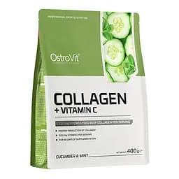 Препарат для суглобів і зв'язок OstroVit Collagen + Vitamin C, 400 грам - Огірок-м'ята - мініатюра 1