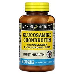 Хондропротектори Mason Natural Glucosamine Chondroitin with Collagen & Hyaluronic Acid 90 капсул глюкозамин и хондроитин