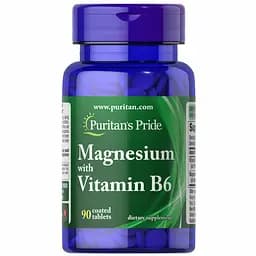 Вітамінно–мінеральний комплекс Puritans Pride Magnesium Vitamin B6 90 пігулок
