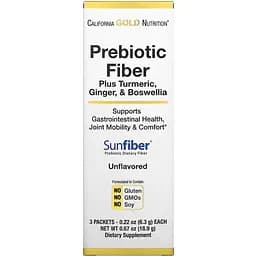 Пробіотики і пребіотики California Gold Nutrition Prebiotic Fiber Plus 3x6.3 грам