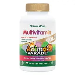 Вітаміни та мінерали Natures Plus Animal Parade Gold 120 жувальних таблеток Асорті