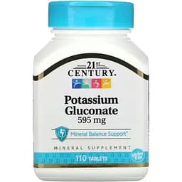 Вітаміни та мінерали 21st Century Potassium Gluconate 595 мг 110 таблеток