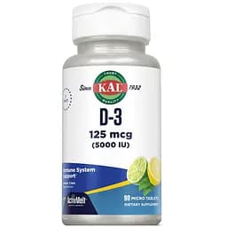 Вітаміни KAL D-3 5000 IU Lemon Lime 125 mcg  90 пігулок