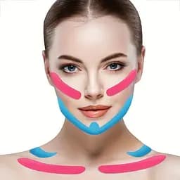 Кінезіо тейп для підтяжки обличчя та зони декольте червоний 2.5 см x 5 м - мініатюра 5