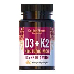 Вітамін D3 + K2 Golden Pharm 100 мкг 60 м'яких капсул