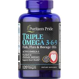 Жирні кислоти Puritan's Pride Triple Omega 3-6-9 Fish Flax & Borage Oils 120 капсул