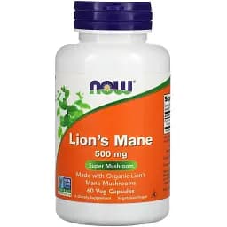 Їжовик гебінчастий Now Foods Lion's Mane 500 мг 60 капсул
