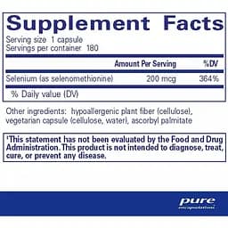 Селен Pure Encapsulations 200 мкг 180 капсул - мініатюра 2