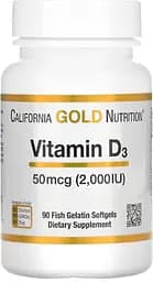 Вітаміни та мінерали California Gold Nutrition Vitamin D3 50 mcg, 90 рибних капсул