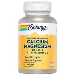 Мінерали Solaray Calcium Magnesium 2:1 Ratio with vitamin D2, 90 капсул