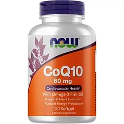 Натуральная добавка Now CoQ-10 60 mg with Omega-3 Fish Oil 120 капсул