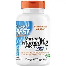 Витамины и минералы Doctor's Best Natural Vitamin K2 MK-7 45 мкг 60 капсул