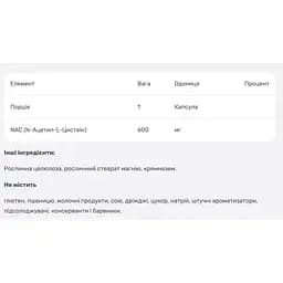 N-Ацетил-L-Цистеїн Solgar 600 мг 60 вегетаріанських капсул - мініатюра 3