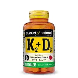 Вітаміни та мінерали Mason Natural Vitamin K2 100 mcg plus Vitamin D3 100 таблеток