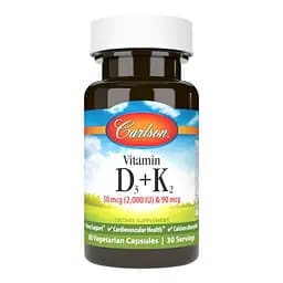 Вітаміни та мінерали Carlson Labs Vitamin D3 + K2, 60 вегакапсул